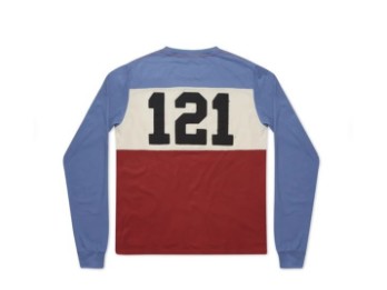 "121" Langarm Shirt Blau/Weiß/Bordeaux Herren