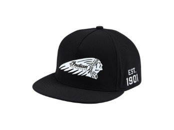 Headdress Flat Brim Cap, Schwarz 