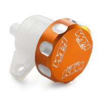 Bremsflüssigkeitsbehälter mit Deckel orange eloxiert 125/390 Duke/RC/Adventure