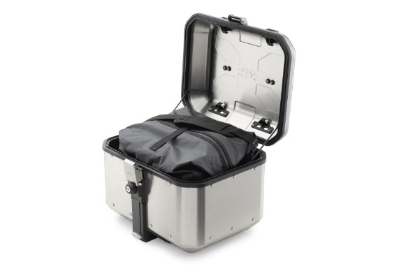 Adventure Alu Topcase 46L – robuste Gepäckbox | geöffnet mit Innentasche | PowerParts