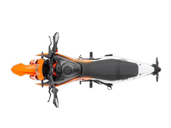 KTM 125 SMC 2025, KTM 125 SMCR 2025 Draufsicht - schlanke Ergonomie
