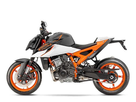 Linke Seitenansicht der KTM 990 DUKE R 2025 - Pure Power und Agilität