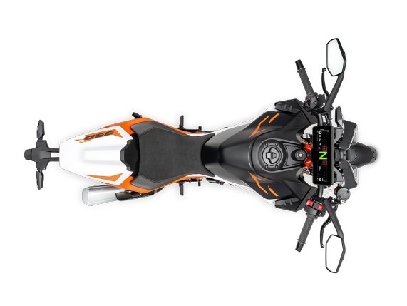 Top-Ansicht der KTM 990 DUKE R 2025 - Kompaktes Naked-Bike-Layout