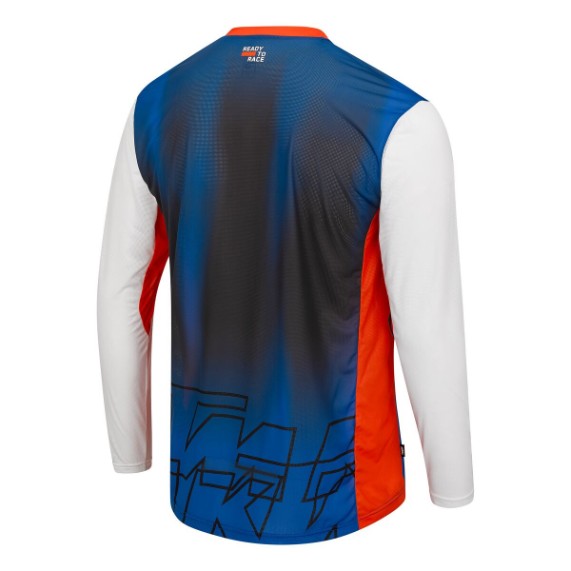 KTM Pounce Jersey Blue Rückseite | Verlängerte Rückenpartie für Offroad-Einsatz