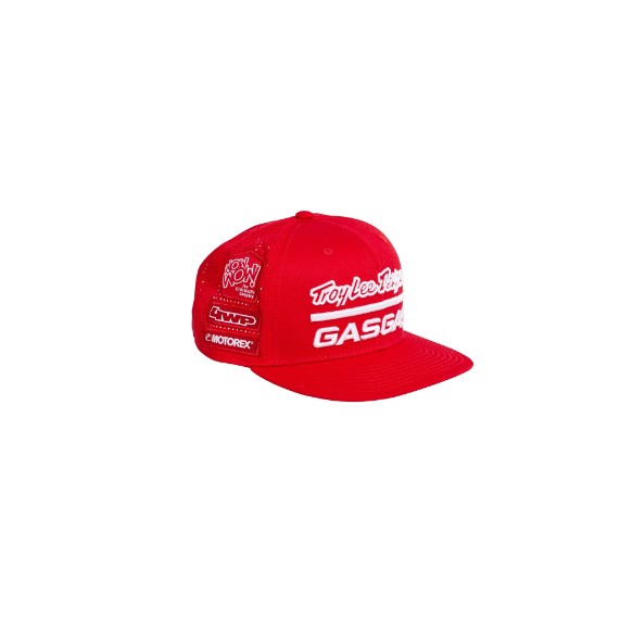 Seitenansicht der TLD Gasgas Team Flat Cap rot