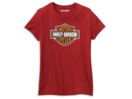Damen Bar & Shield T-Shirt, rot