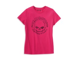 Harley Davidson Damen T-Shirt Skull, Pink
