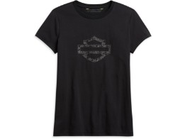Damen T-Shirt Metallic Jaquard schwarz
