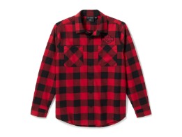 SHIRT-WOVEN,BLACK/RED PLAID