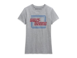 Damen T-Shirt Retro Outline grau
