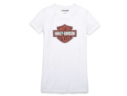 Harley Davidson Bar & Shield Graphic T-Shirt für Damen, weiß