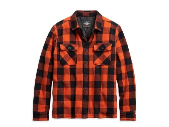 Biker Herren Hemdjacke Karo schwarz/orange, Harley-Davidson, Orange, Schwarz,