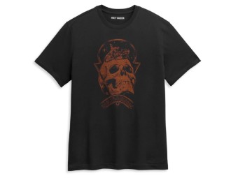 Herren T-Shirt aus Baumwolle Skull Space Tee Shirt - Kurzarm Oberteil für Männer mit Rippstrick Rundhals