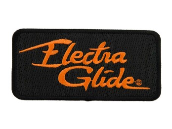 4inch. gesticktes Electra Glide Emblem Aufnäher - Schwarz/Orange