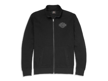 Harley Davidson Zip Sweatshirt Mockneck Bar & Shield Stick, schwarz