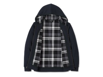 Bar & Shield Plaid Lined Zip-Up Hoodie