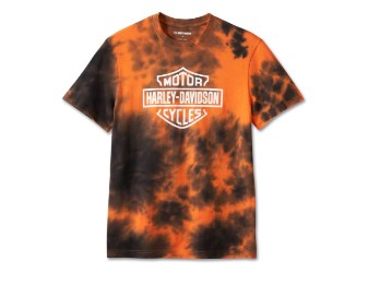Bar & Shield Tie Dye T-Shirt für Herren - Harley Orange