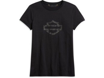 Damen T-Shirt Metallic Jaquard schwarz