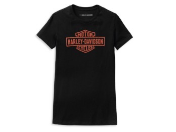Harley Davidson Damen T-Shirt Forever Bar & Shield, schwarz