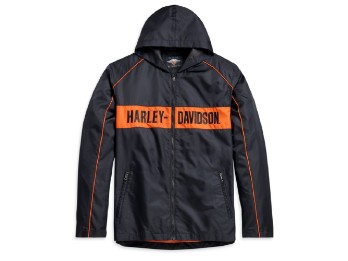 Harley Davidson Kapuzen-Streifen-Jacke für Männer, schwarz/orange