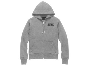 Damen Zip Hoodie Special Skull, grau