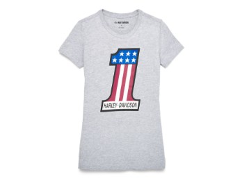 #1 Race Graphic T-Shirt für Frauen, grau