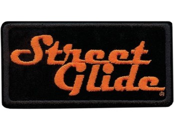 4 inch, besticktes Street Glide Emblem Aufnäher - Schwarz/Orange