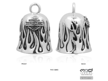 Silver Flames Bar & Shield Ride Bell - HRB031