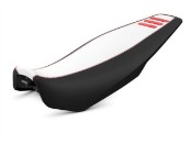 Rallye Sitzbank schwarz / weiß / rot hoch