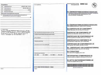EG-Übereinstimmungsbescheinigung / CoC Papier