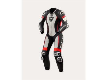 Revit Xena 4 Damen Einteiler Lederkombi, weiss-neonrot