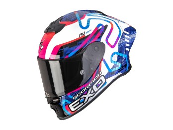 Scorpion Exo-R1 Evo II Air Cornering Motorradhelm, weiss-blau-pink