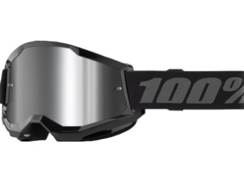 100% Strata 2 Black Mirror Silver MX Goggle