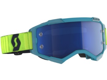 Fury Teal Blue / Neon Yellow Motocross Brille