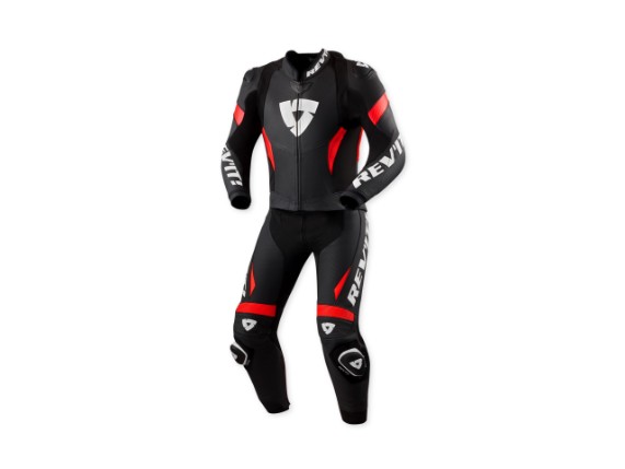 Revit_Lederkombi_Argon_3_schwarz_neonrot_front
