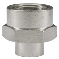 Muffe reduziert 1/4"IG : 1/2"IG Messing vernickelt