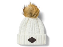 Mütze Leather Patch Pom