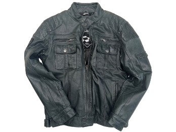 Lederjacke Fighter 4SR schwarz / grün 