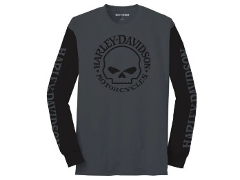 Langarmshirt Willie G grau / schwarz 