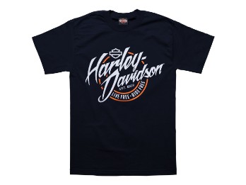 T-Shirt Harley Days Dresden 26 - Live Free Ride Free blau
