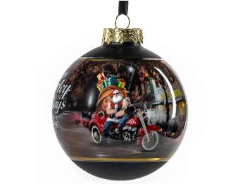 Christbaumkugel Biker Santa