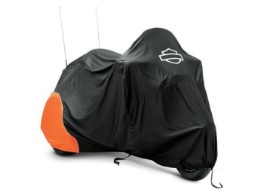 Premium Motorradcover für den Innenbereich - orange/schwarz