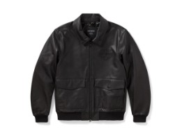 A-2 - Leder Motorradjacke - Schwarz