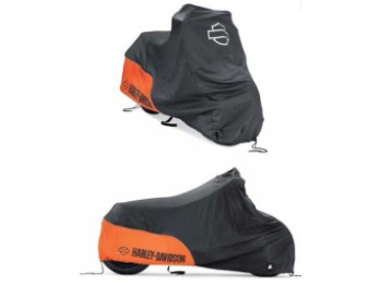 Premium Motorradcover für den Innenbereich - orange/schwarz