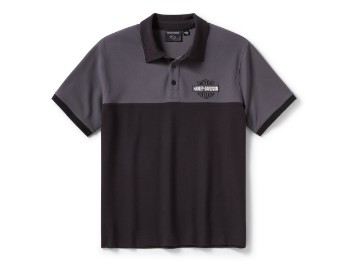 H-D® Essential Bar & Shield Color Blocked - Polo Shirt - Schwarz/Grau