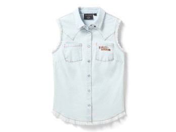 Vintage Fringe Denim - Bluse - Blau