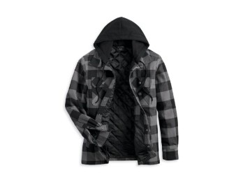 Shirt Jacket-Woven,black Plaid