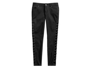 PANT-SIDE LACED,WVN,BLK