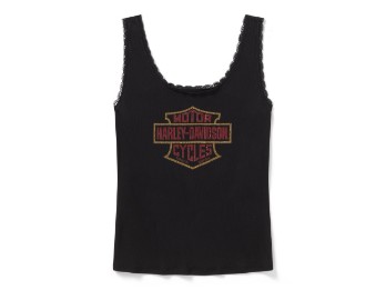 Bling Bar & Shield Lace - Top - Schwarz 