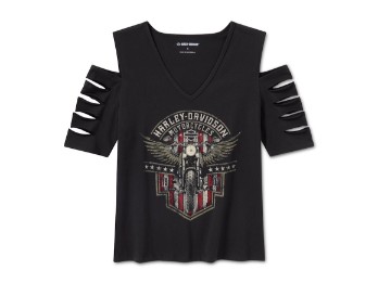 Bling Rally Rip & Repair Cold Shoulder - T-Shirt - Schwarz 